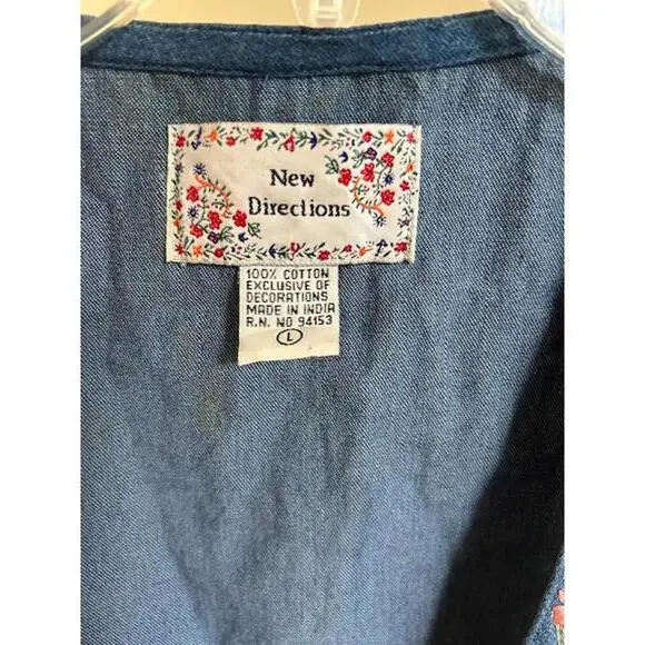 No Boundaries Embroidered Denim and Woven Vest Size L - Picture 4 of 4